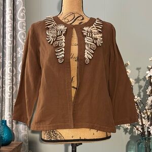 Ruby Rd. Linen Blend Embroidered Light Jacket